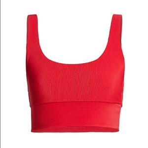 Beach Riot Leah Top Ribbed Sports Bra in Red